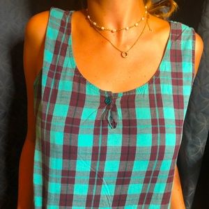 Pioko Checkered Blue Sleeveless T-shirt